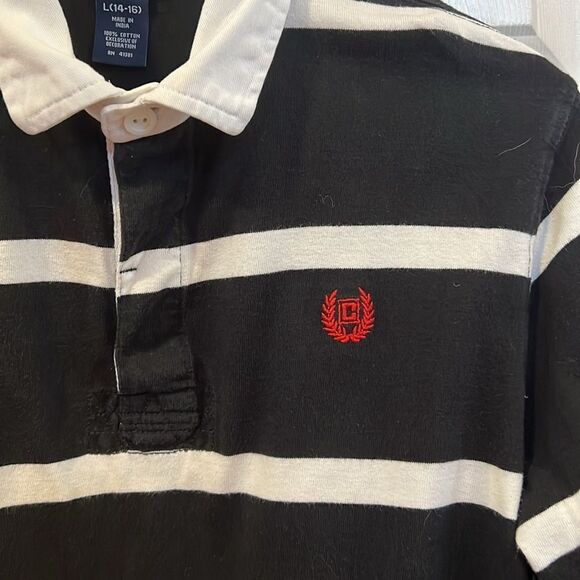 Youth boys Chaps collared black/white polo size large (14/16). - Picture 3 of 4